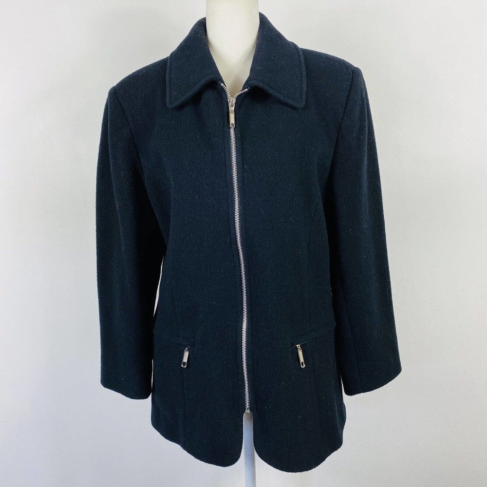 Vintage Mario De Pinto Black Wool Blend Full Zip Jacket